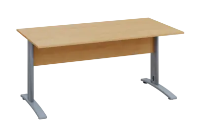 EPK 28 - 16 stůl kancelářský, kovová podnož stříbrná, deska 25 mm, široký 1600 mm, javor horský